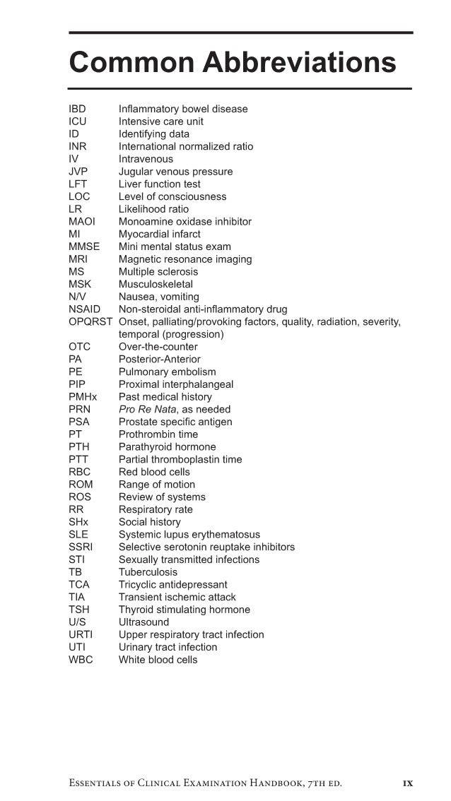 essentials of clinical examination handbook